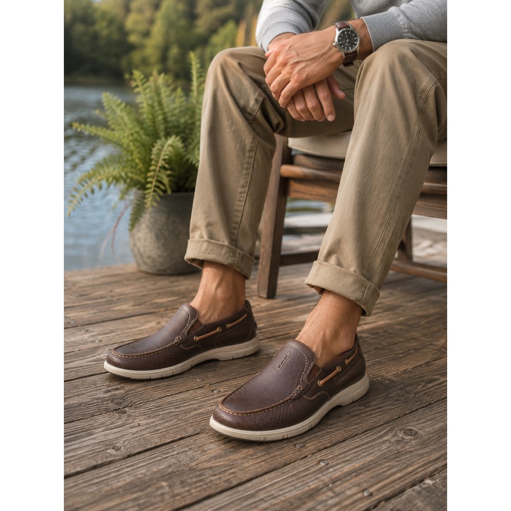 Clarks Unstructured Men's Leather Slip On Loafers Dress Casual Shoes Brown 9M